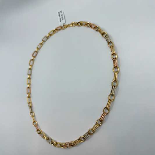 Tri-Colour Link Necklace Chain 18k